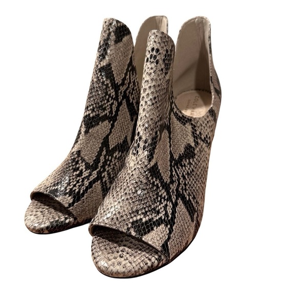 Cole Haan Electa Roccia Snake Leather Bootie Shoes Peep Toe Python 9B EUC - Picture 9 of 14